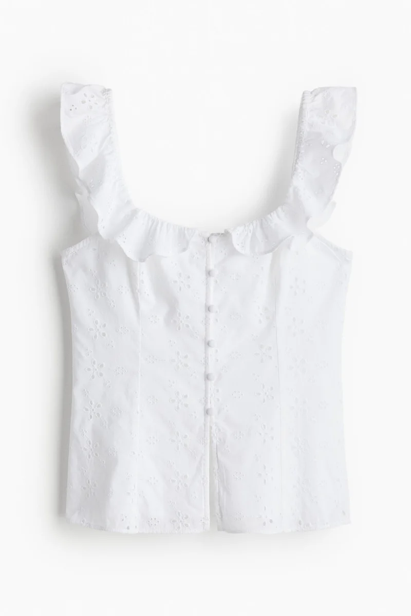 اتش اند ام بلوزة قصيرة مكشكشة